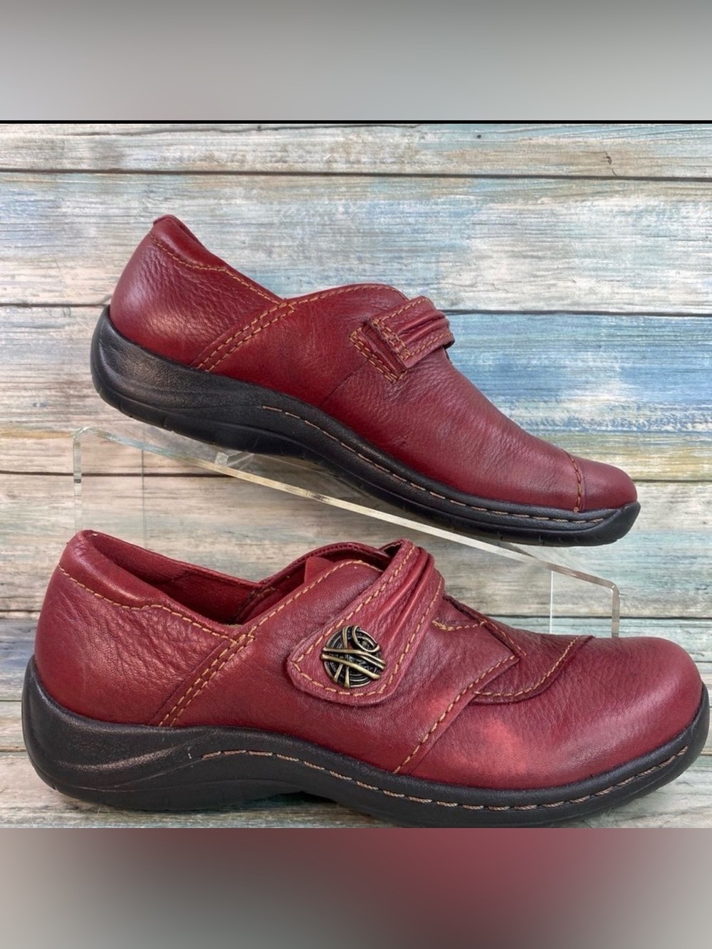 Earth Savin Comfort Shoes Womens Size 6.5 Burgundy Leather Loafer Flats